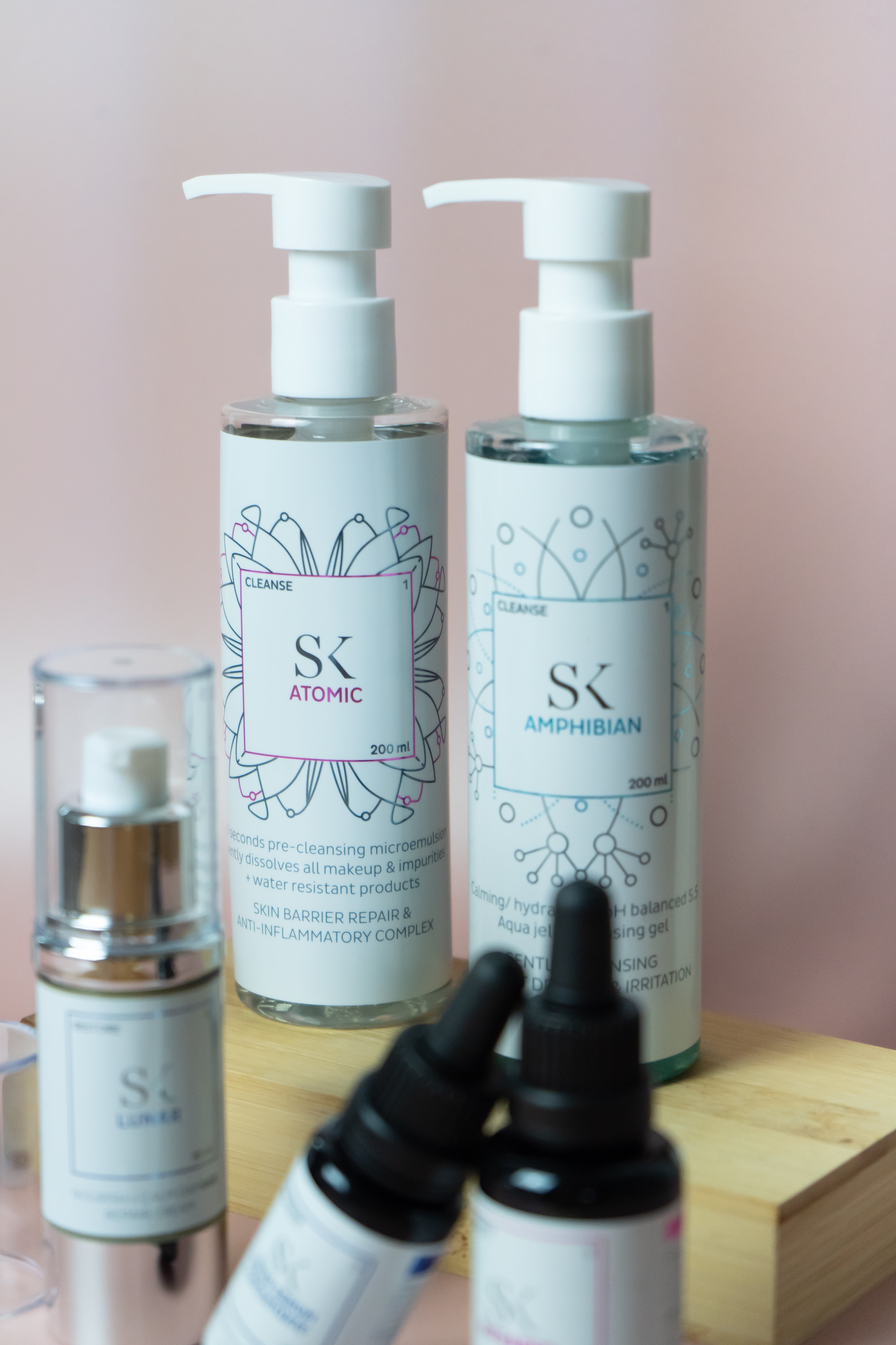 Skintegra amphibian and atomic cleansers with serum and ream around