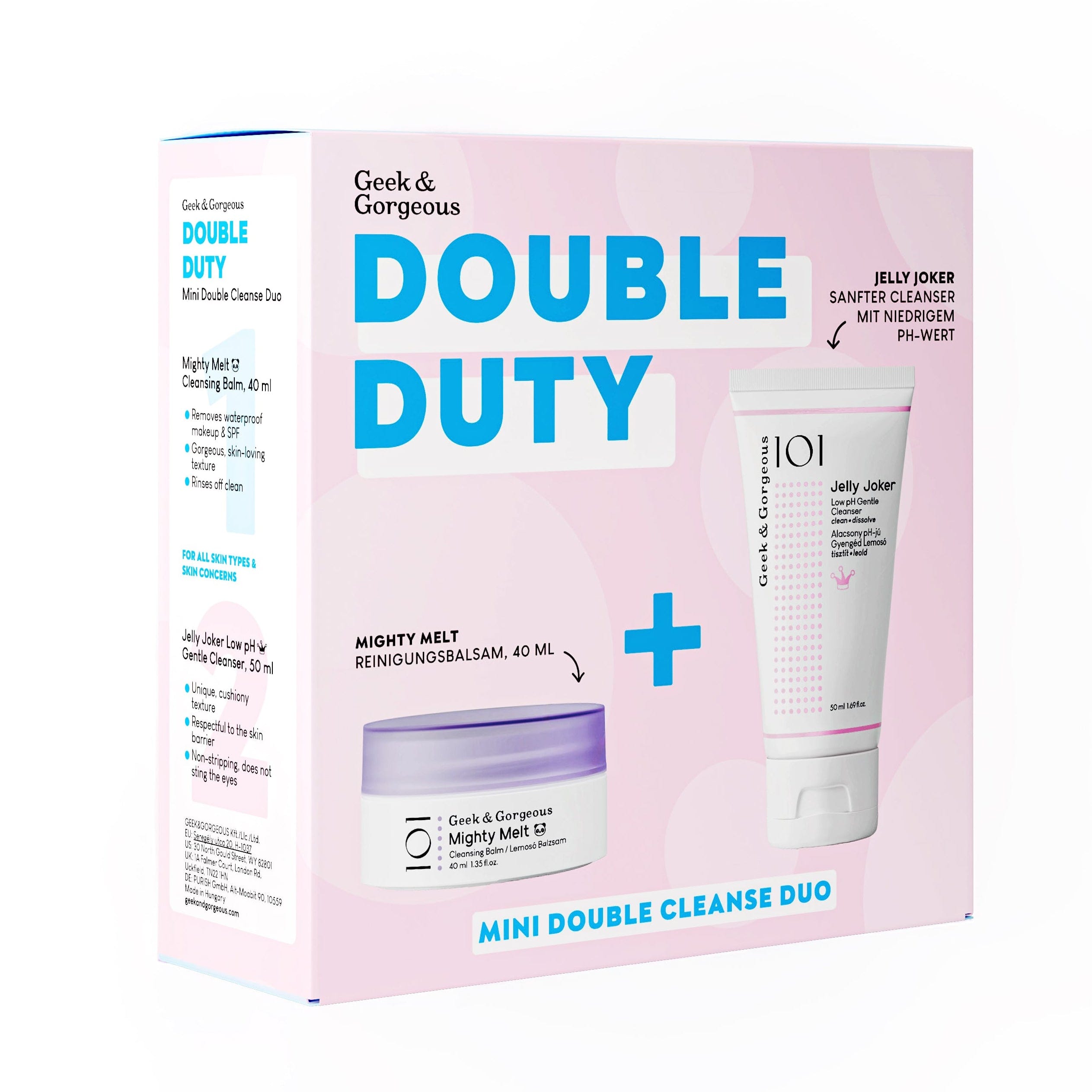 Double Duty skincare product packaging on a white background