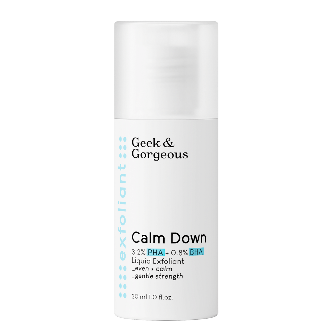 Geek & Gorgeous Calm Down Exfoliant Toner 30 mL Bottle Front