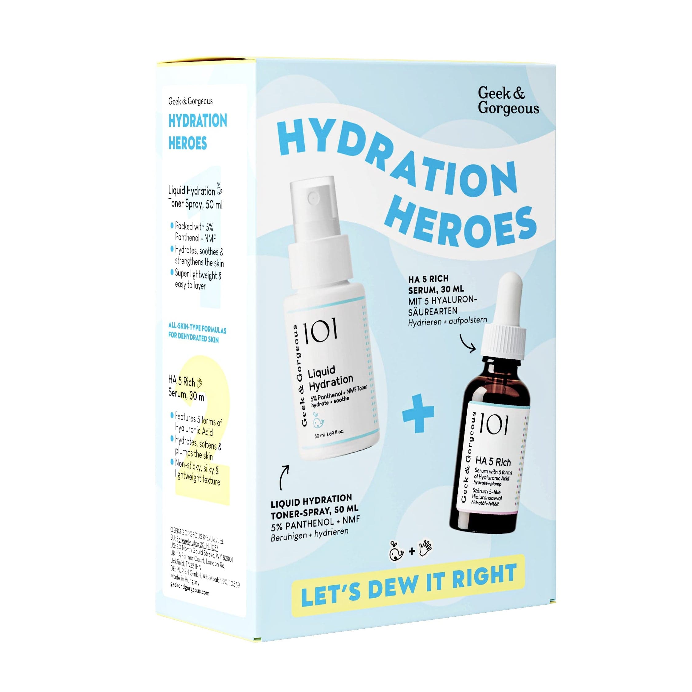 Box of 'Hydration Heroes' with two bottles on a white background