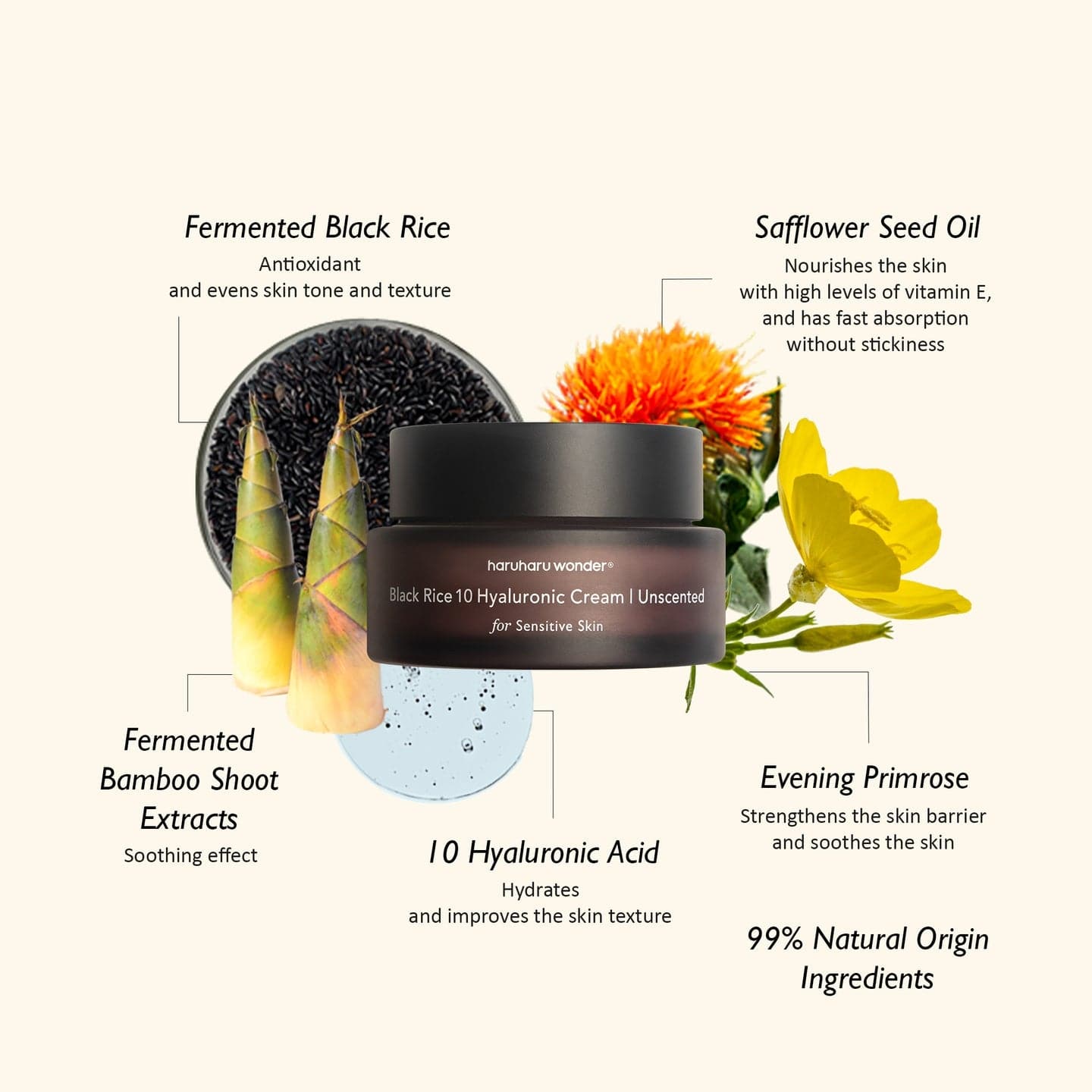 Haruharu Wonder Black Rice 10 Hyaluronic Cream For Sensitive Skin