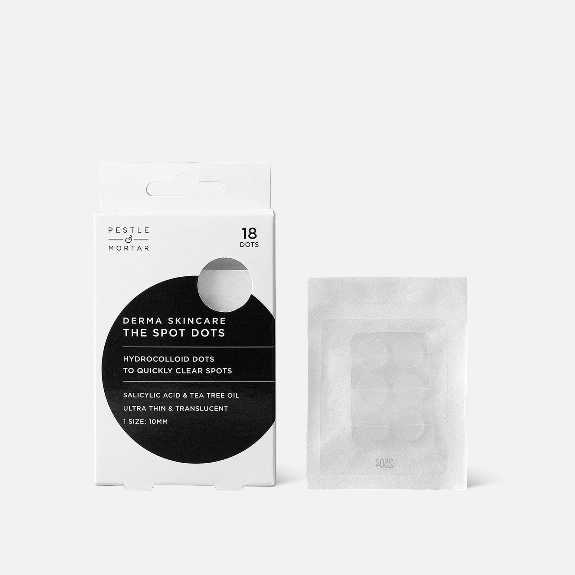 Pestle & Mortar Derma Skincare The Spot Dots packaging 18 dots on a white background