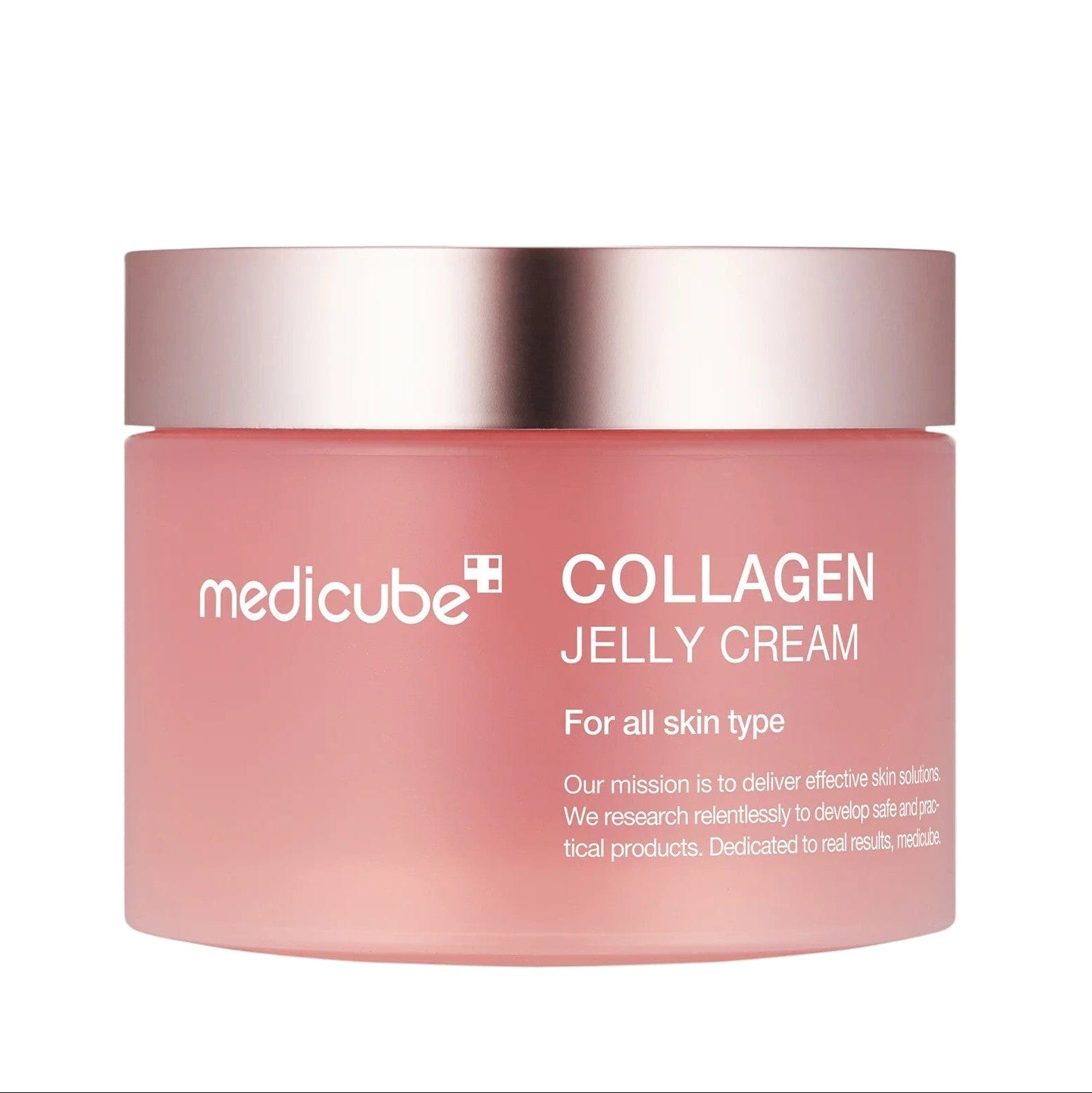 Pink jar of Medicube Collagen Jelly Cream 50 mL on a white background