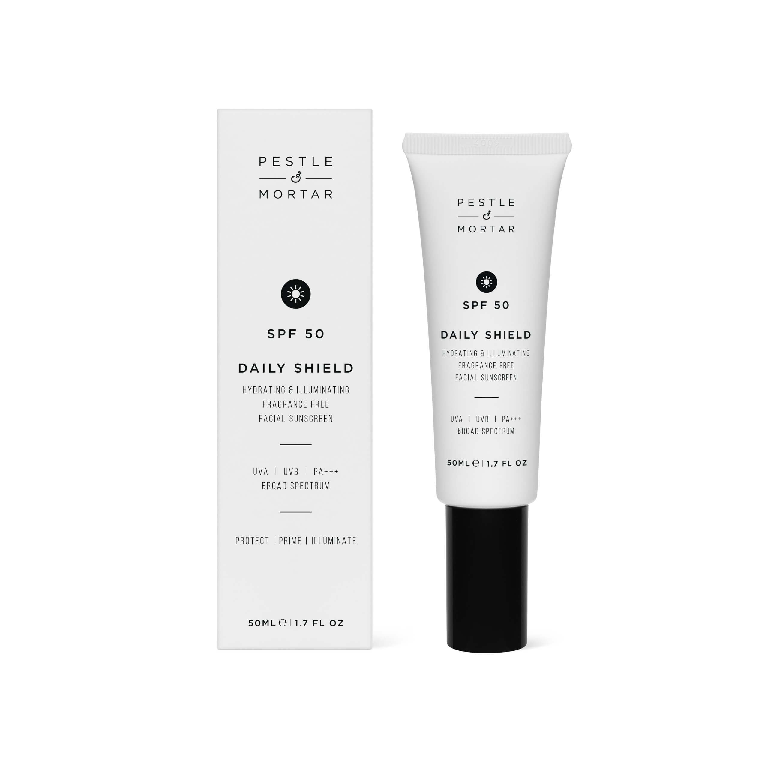 Pestle & Mortar Daily Shield SPF50 with packaging