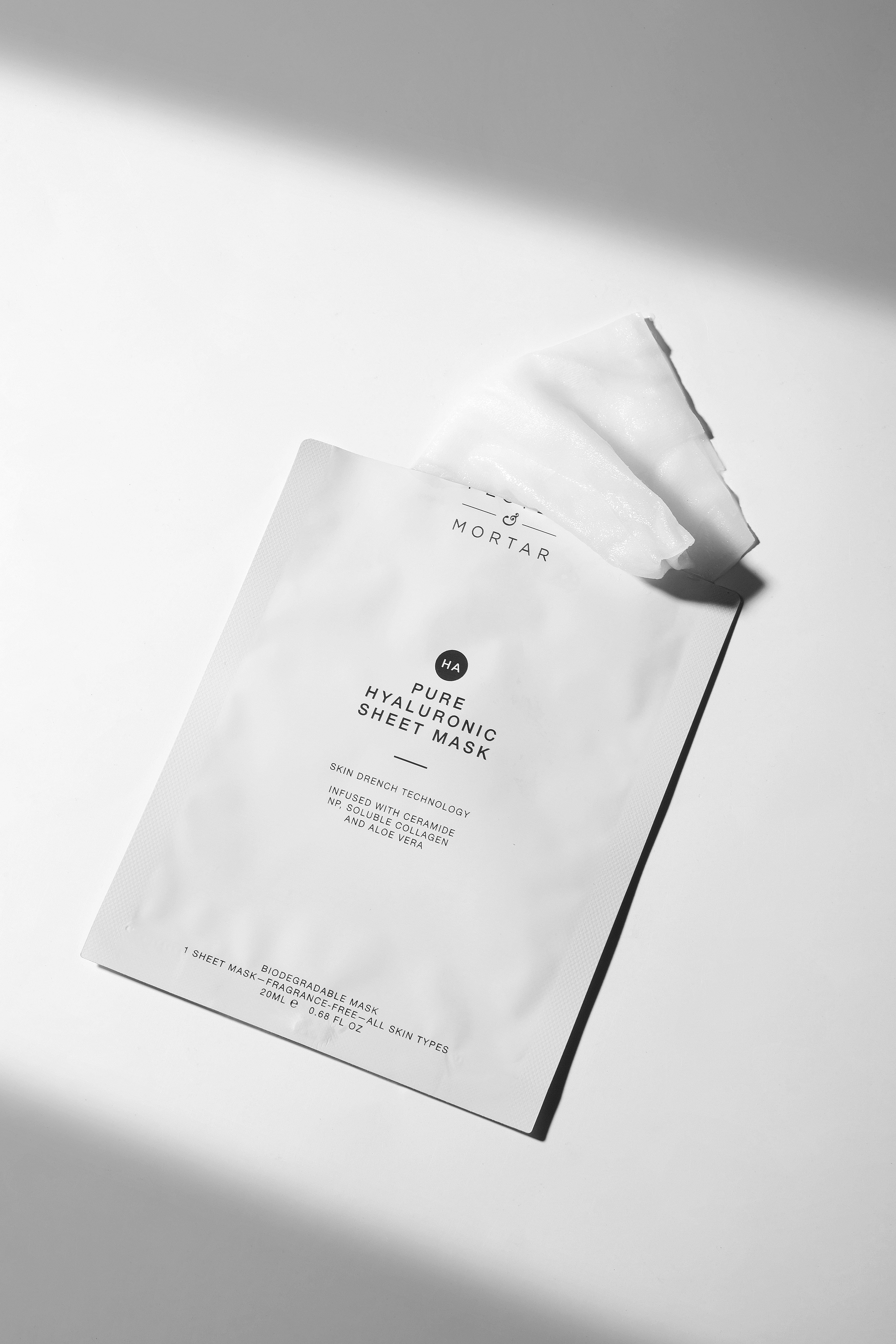 Pestle & Mortar Pure hyaluronic sheet mask on a white background