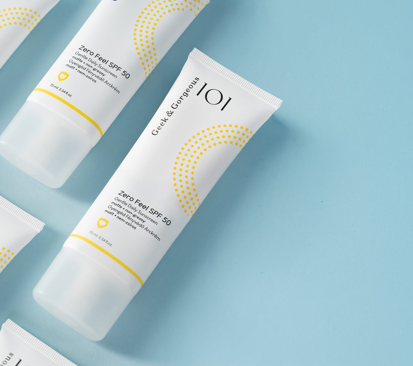 Multiple tubes of 'IOI' sunscreen disruptif beauty 
